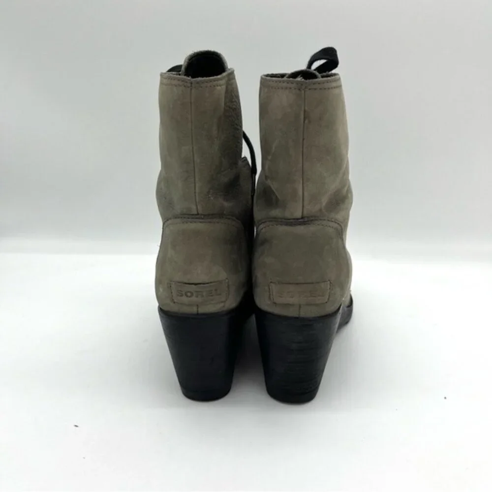 Sorel Women's After Hours Lace Quarry Mid-Calf Leather Boots Women Sz 10 - Picture 6 of 10